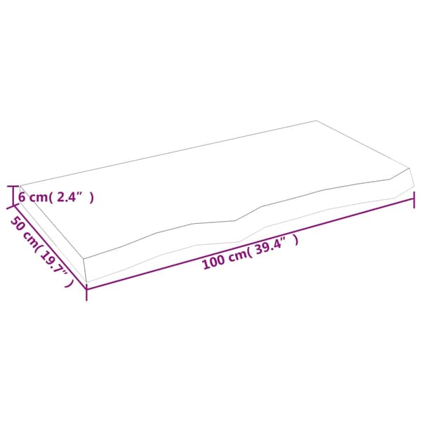 vidaXL Hyllplan 100x50x(2-6) cm obehandlad massiv ek
