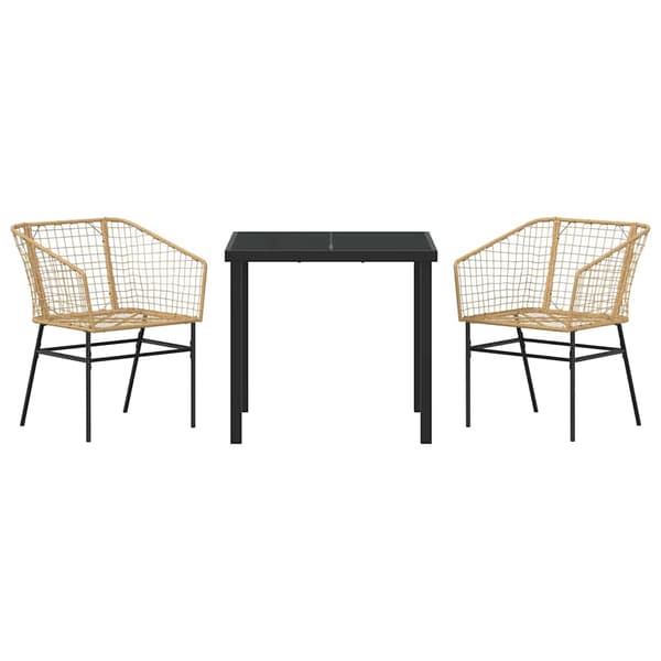 vidaXL Hage Spisegruppe 3 pcs Brun polyrotting