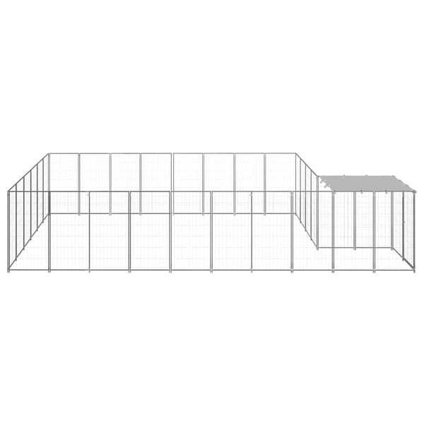 vidaXL Hundgård silver 15,73 m² stål