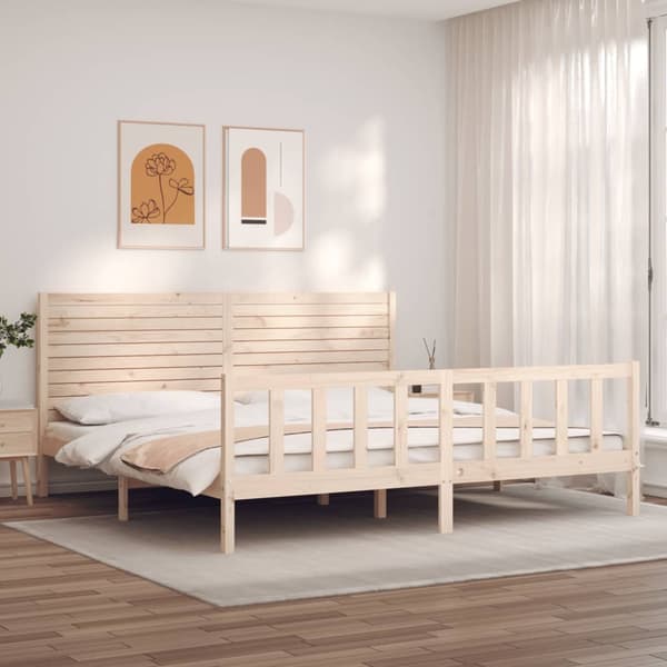 vidaXL Sengeramme med hodegavl Super King heltre