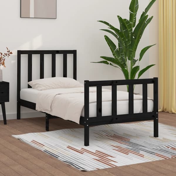 vidaXL Sengeramme svart heltre 75x190 cm Small Single