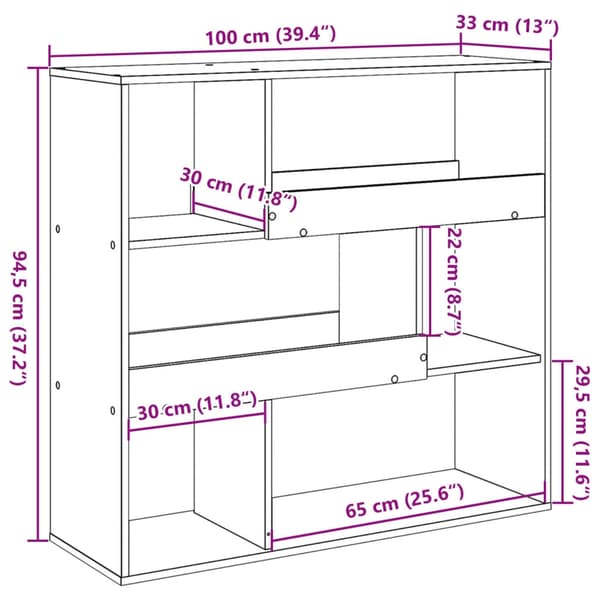vidaXL Romdeler artisan eik 100x33x94,5 cm konstruert tre