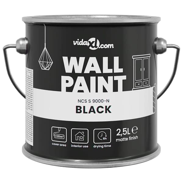 vidaXL Väggfärg Svart 2,5 L Väggprint