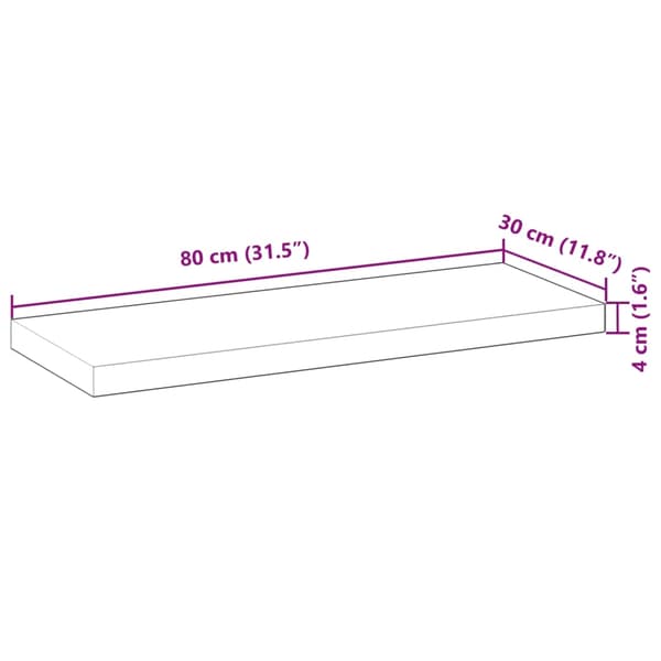 vidaXL Bordsskiva 80x30x4 cm rektangulär massiv akacia