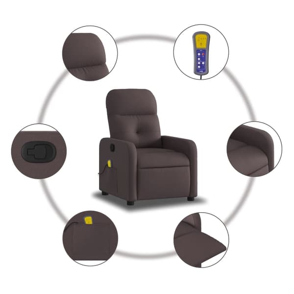 vidaXL Massagefåtölj mörkbrun tyg