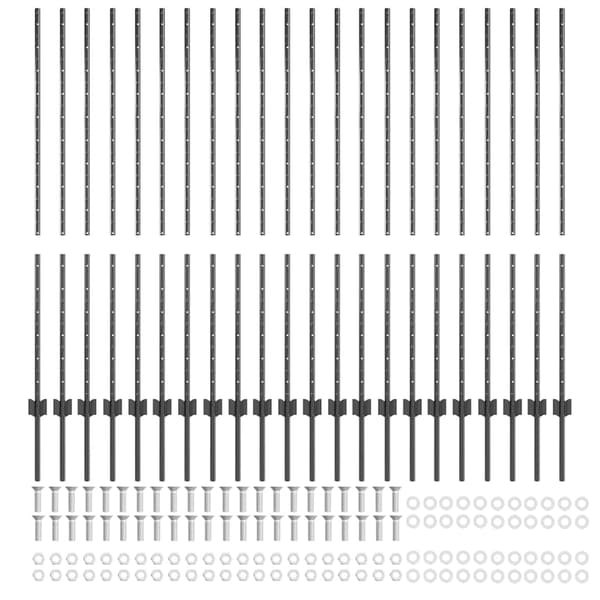 vidaXL Gjerdepåle 22 pcs Grå 180 cm Stål