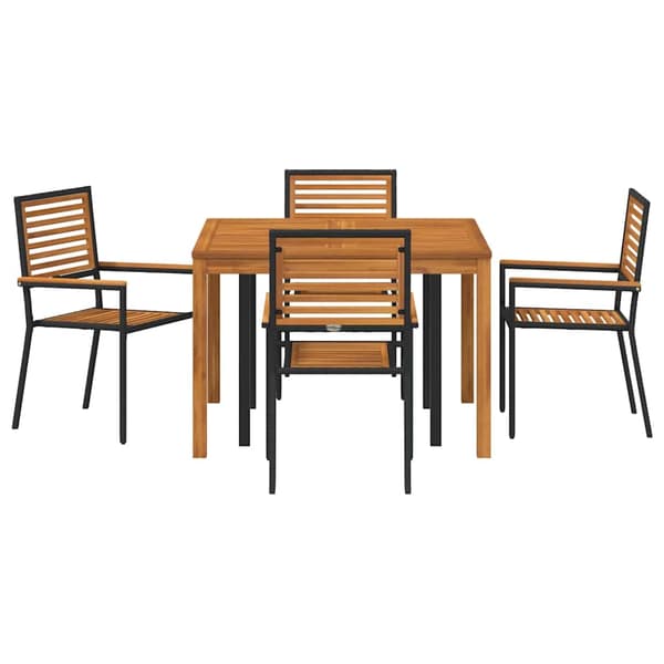 vidaXL Hage Spisegruppe 5 pcs Svart Solid akasietre