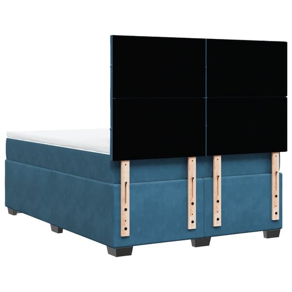 vidaXL Ramsäng med madrass blå 140x190 cm sammet