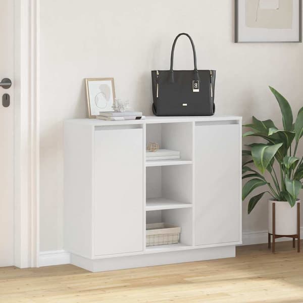 vidaXL LED sideboard Hvit 90 x 32 x 75 cm Konstruert tre