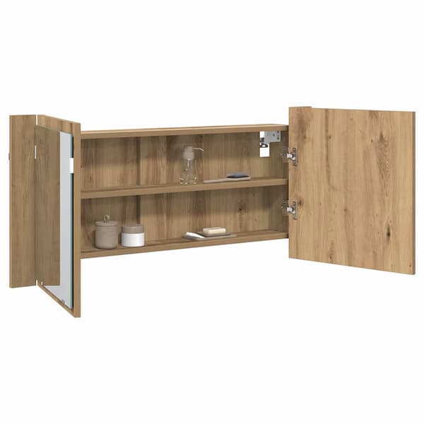 vidaXL LED Speilskap Artisan Eik 100 x 12 x 45 cm Konstruert tre