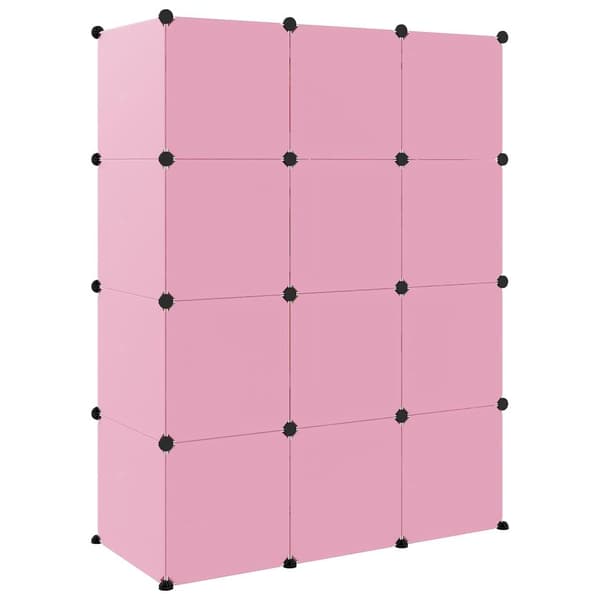 vidaXL Oppbevaringshylle med 12 kuber rosa PP