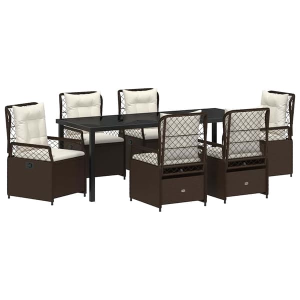 vidaXL Trädgårdsmöbelset 7 pcs Brun konstrotting