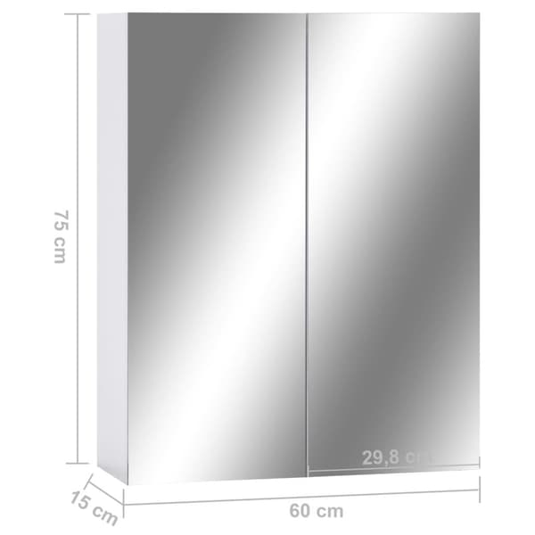 vidaXL Speilskap til baderom hvit 60x15x75 cm MDF