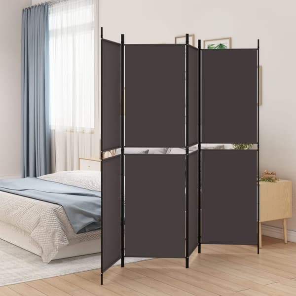 vidaXL Romdeler 4 paneler brun 200x180 cm stoff