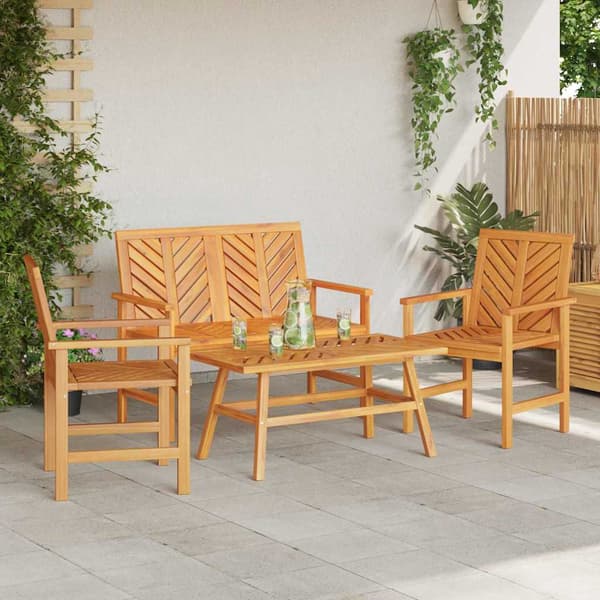 vidaXL Hage lounge sett 4 pcs Brun Solid akasietre