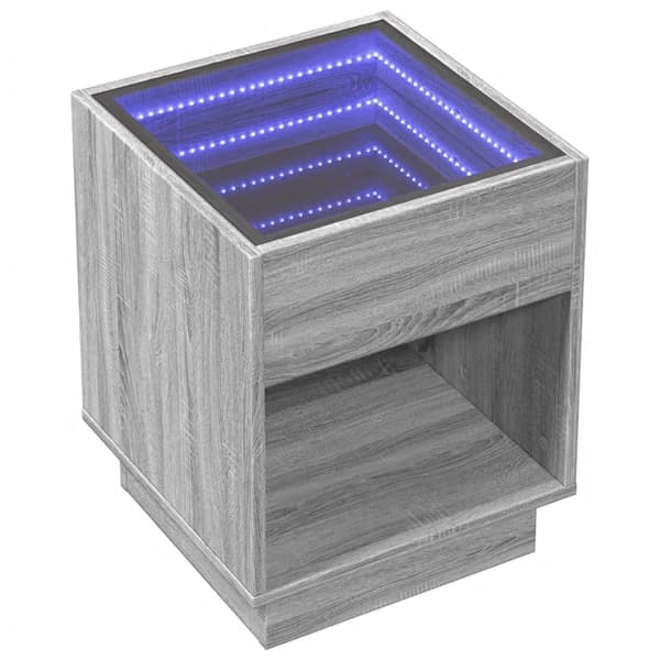vidaXL Soffbord med Infinity LEDs grå sonoma 40x40x50 cm