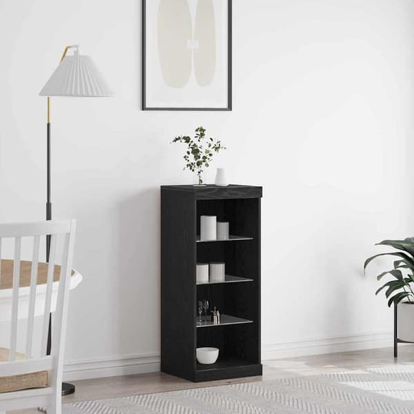 vidaXL LED sideboard Svart Eik 41 x 37 x 100 cm Konstruert tre