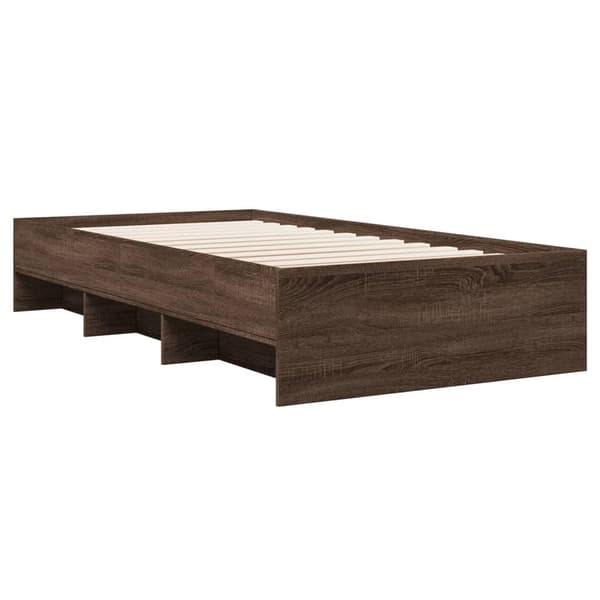 vidaXL Sängram brun ek 75x190 cm konstruerad trä