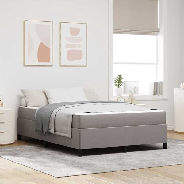 vidaXL Bäddfjäder med madrass Taupe 140 x 190 cm tyg