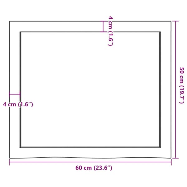 vidaXL Bordplate 60x50x(2-4) cm ubehandlet heltre eik