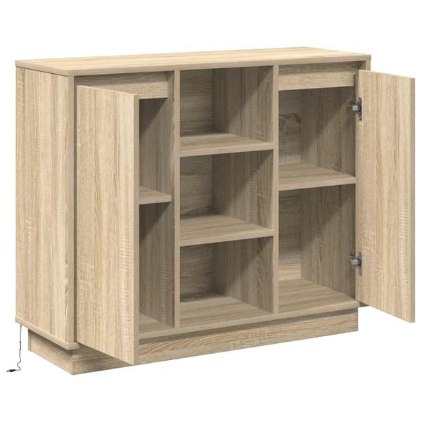 vidaXL LED sideboard Sonoma eik 90 x 32 x 75 cm Konstruert tre
