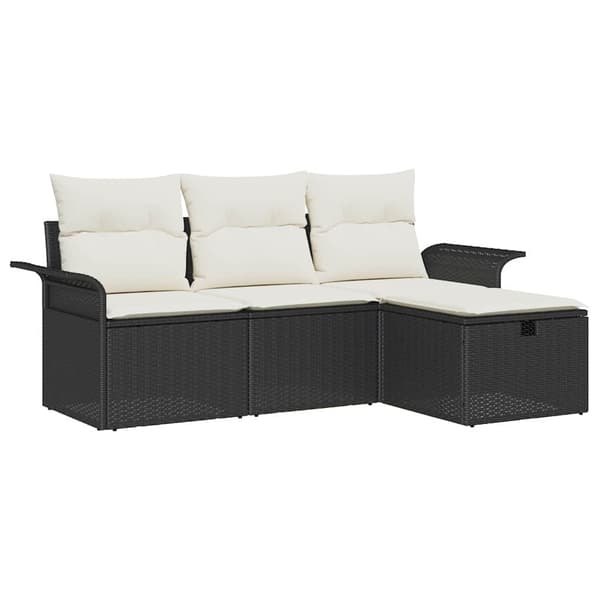 vidaXL Trädgårdsoffset med kudde med lagring 4 pcs Poly rattan