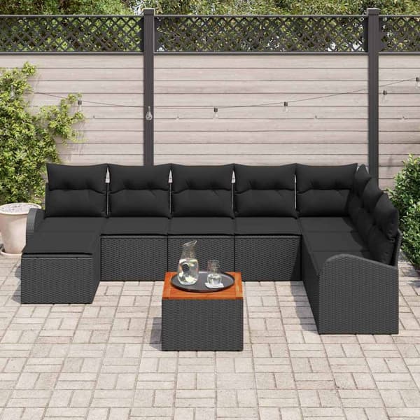 vidaXL Utesoffa Set 9 delar Svart