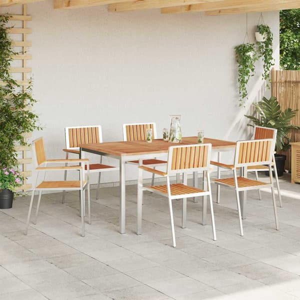 vidaXL Utomhusmatbord 7 pcs Brun Massivt teakträ