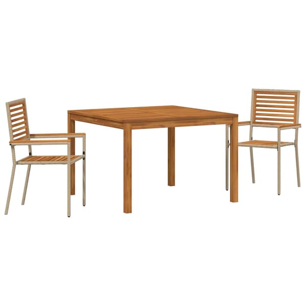 vidaXL Hage Spisegruppe 3 pcs Beige Solid akasietre