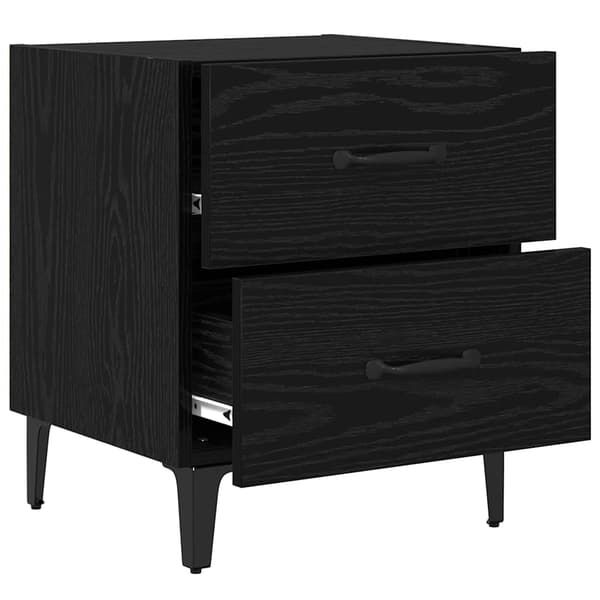 vidaXL Sengeskap 2 pcs Svart Eik 40 x 35 x 47,5 cm Konstruert tre
