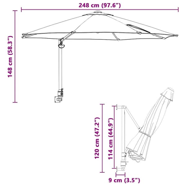 vidaXL Hageparasol Gråbrun 248 x 248 x 148 cm Polyester og stål