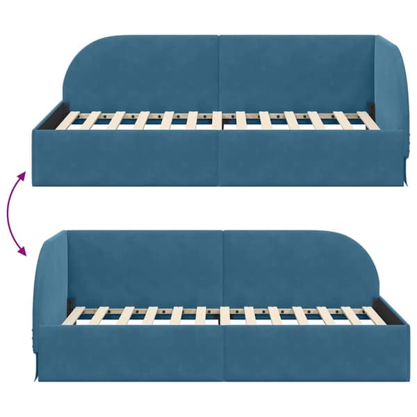 vidaXL Hörn sängram med sänggavel Blå 90 x 200 cm Sammet