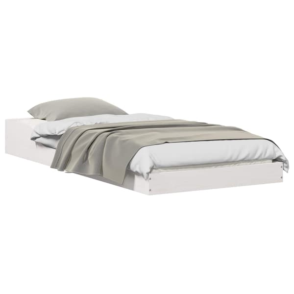 vidaXL Sängram Vit 90 x 190 cm Massiv furu