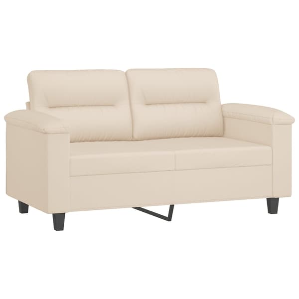 vidaXL Soffgrupp med kuddar 2 delar beige mikrofibertyg