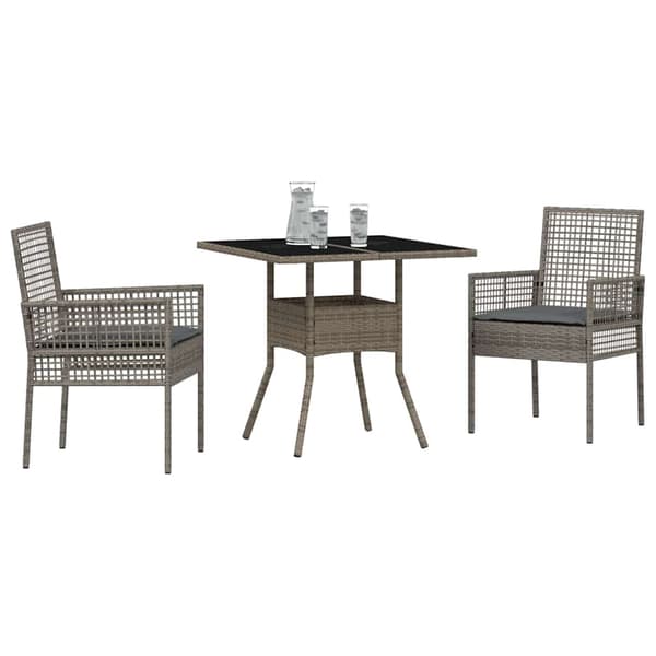 vidaXL Trädgårdsmöbelset 3 pcs Grå konstrotting