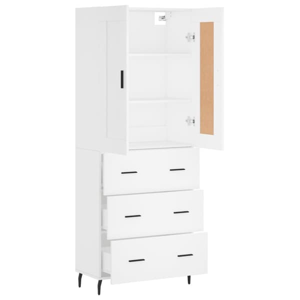 vidaXL Highboard hvit 69,5x34x180 cm konstruert tre