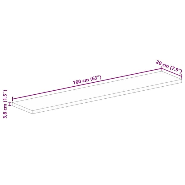 vidaXL Bordsskiva 160x20x3,8 cm rektangulär massivt återvunnet trä