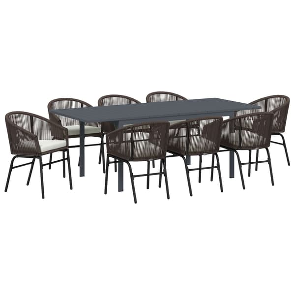 vidaXL Trädgårdsmöbelset 9 pcs Brun konstrotting