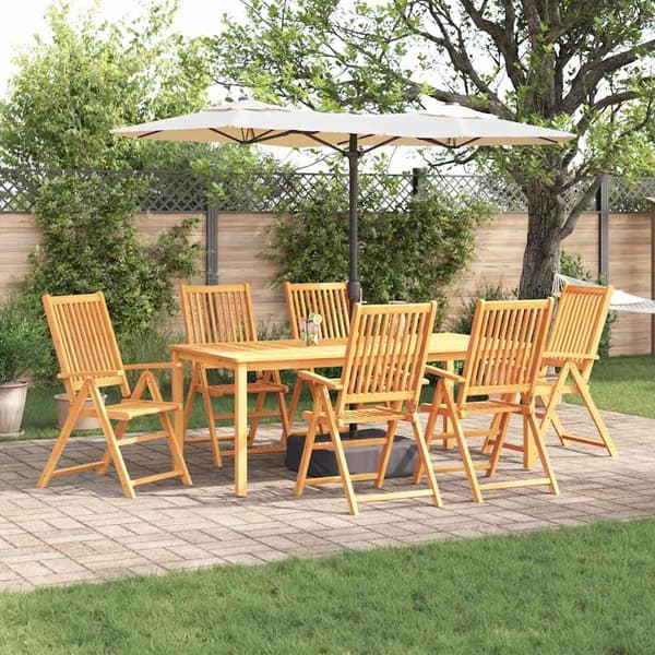 vidaXL Hage Spisegruppe Sammenleggbar 7 pcs Brun Solid akasietre