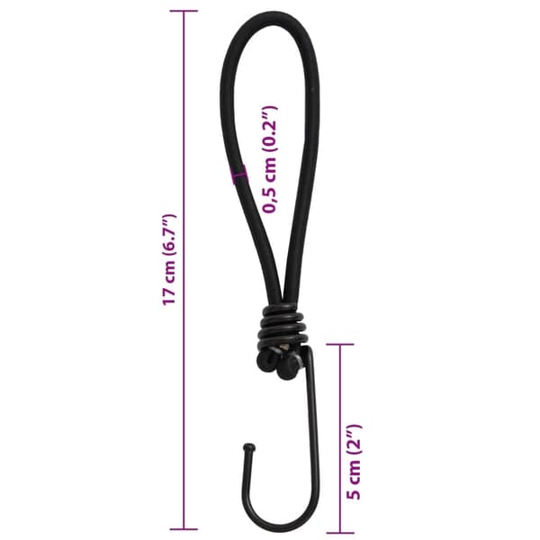 vidaXL Gummistroppar med krok 25 st 17 cm