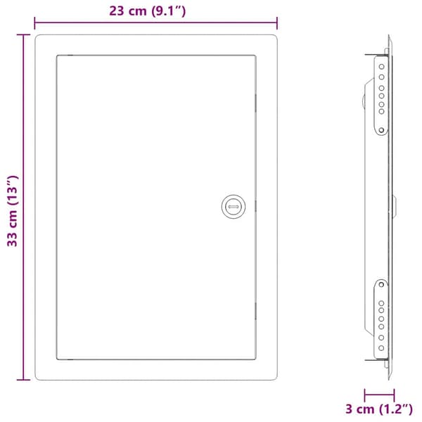 vidaXL Åtkomstpanel Vit 33 x 23 x 3 cm Stål