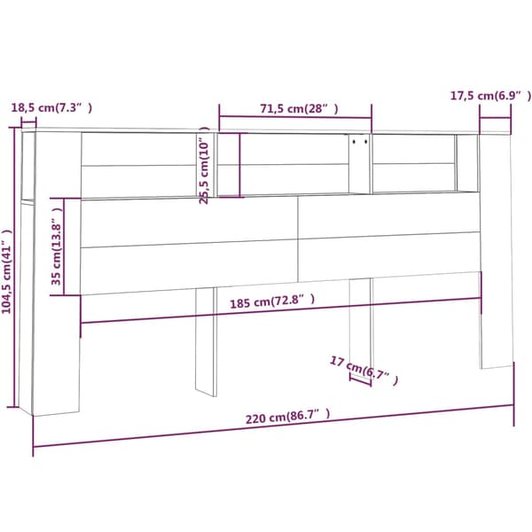 vidaXL Sengegavlskap svart 220x18,5x104,5 cm