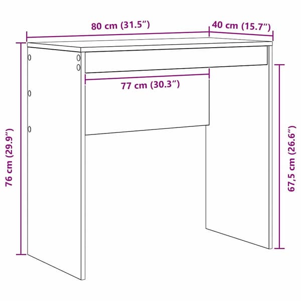 vidaXL Skrivebord Sonoma eik 80 x 40 x 76 cm