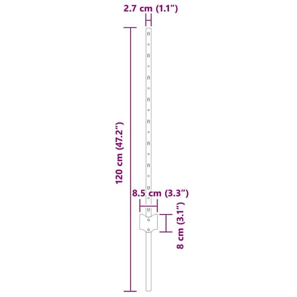 vidaXL Gjerdepåle 5 pcs sølv 80 cm Stål