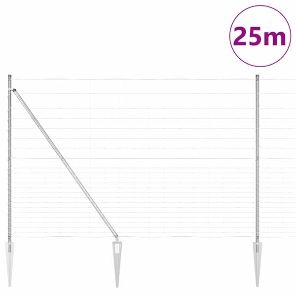 vidaXL Stängselstolpe Galvaniserad 25 x 1,6 m Stål