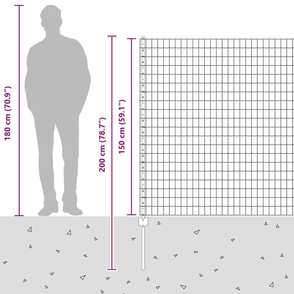 vidaXL Gjerde med stolpe sølv 1,5 x 10 m Stål
