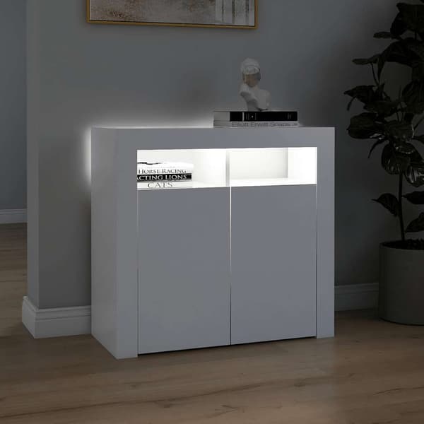vidaXL Skänk med LED-belysning vit 80x35x75 cm