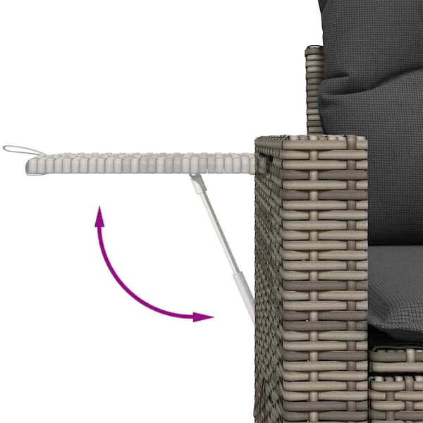 vidaXL Trädgårdsoffset med kudde 11 pcs Grå Poly rattan