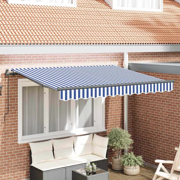 vidaXL Utfällbar markis Blå 250 x 200 cm tyg