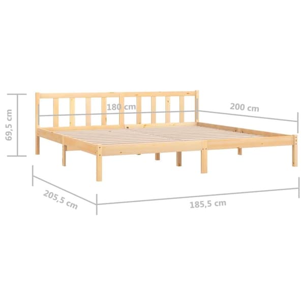 vidaXL Sängram massiv furu 180x200 cm